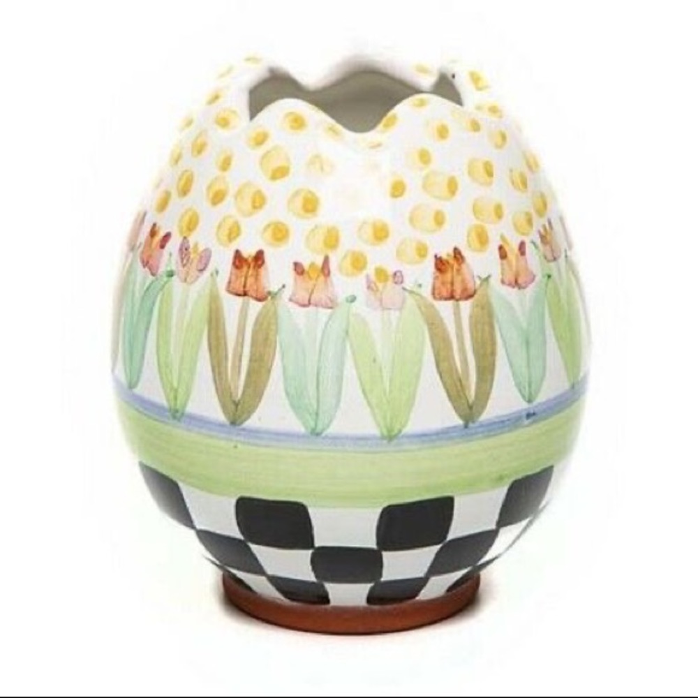 Mackenzie Childs Tulip Garden Egg Vase - Limited Edition